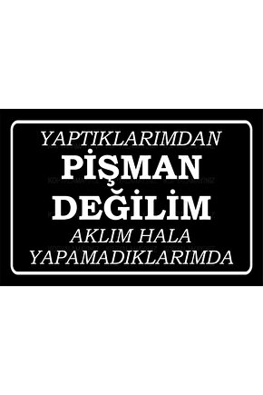 pişman değilim aklım hala yapamadıklarımda komik atarlı sözler duvar yazıları retro ahşap poster