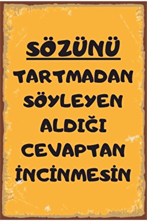 Duvar Yazıları Komik Sözler Retro Ahşap Poster