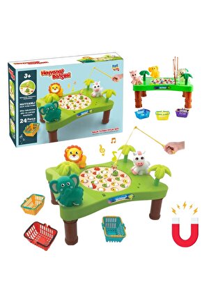 Hayvanat Bahçesi Mıknatıslı Balık Oyunu - Pilli Müzikli Balık Tutma Oyunu - Şarkılı Manyetik Eğitici