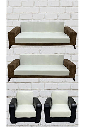 3+3+1+1 İtalyan Süet Kolsuz Koltuk Örtüsü (KREM RENK)