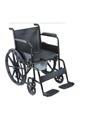 Klasik Tekerlekli Sandalye Siyah Hasta Tuvaleti