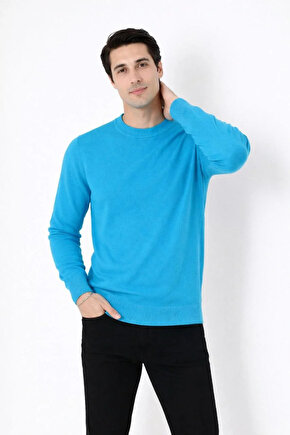 Erkek Bisiklet Yaka Triko Kazak yumuşak dokulu Pamuklu ince Dokuma, uzun kollu Rahat Regular kalıp -