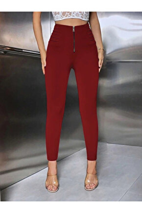 özssa Kadın Yüksek Belli önden Fermuar Ve Nervur Detaylı Dalgıç Tayt