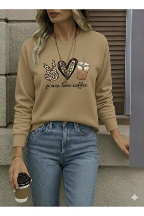 Kadın Uzun Kollu Bisiklet Yaka Kalp Desenli Viskon Iki Iplik Bluz