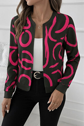 Kadın Uzun Kollu önden Fermuarlı Kısa şardonlu Dalgıç Ceket