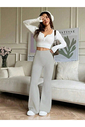 Kadın Yüksek Bel Ispanyol Paçalı Pantolon Tayt