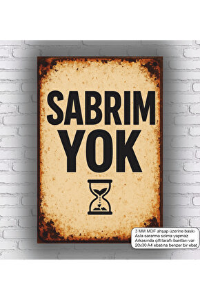 sabrım yok komik esprili atarlı sözler duvar yazıları mdf tablo retro ahşap poster