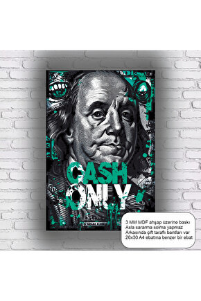 amerikan doları para sadece nakit komik esprili retro ahşap poster tablo