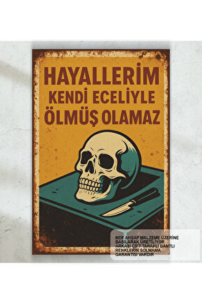 hayallerim kendi eceliyle ölmüş olamaz komik esprili sözler duvar yazıları retro ahşap poster tablo