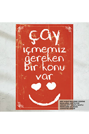 çay komik sözleri duvar yazıları ev mutfak kafe dekorasyon tablo retro ahşap poster