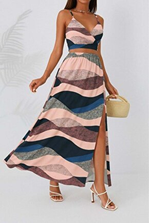 Kadın Kolsuz Askılı Crop Ikili Süprem Takım