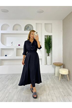 Kadın Keten Kumaş Gömlek Ve Etek Ikili Takim