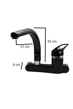 Meriç Aplike Siyah Mutfak Bataryası Balık Boru