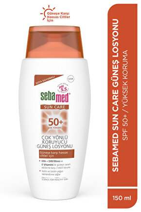 Sun Care SPF 50+ UVAUVB Filtresi ve E Vitamini Üçlü Yüksek Koruma Çok Yönlü Güneş Losyonu 150 ml