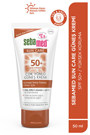 Sun Care SPF 50+ UVA  UVB Filtresi ve E Vitamini Üçlü Yüksek Koruma Çok Yönlü Güneş Kremi 50 ml