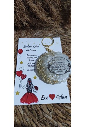 Kına Gecesi Hediyelik Epoksi 8 Adet Nazar Ayeti Baskılı Anahtarlık-söz-nişan-nikah Hatırası