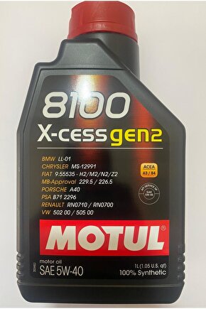 8100 X-cess Gen2 5W-40 Tam Sentetik Motor Yağı 1L ( Üretim Yılı 2024 )