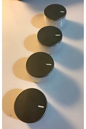 ANKASTRE SET ÜSTÜ PASLANMAZ KROM YAYLI OCAK BEYAZ DÜĞMESİ 4 ADET