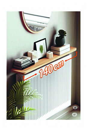 4 KÖŞE OVAL Petek Üstü Raf Dresuar Duvara Montajsız Kalorifer Peteği Üstü Raf 140x18cm ÇAM