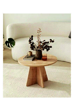 Mantar Tekli Zigon- Orta-Salon Sehpası Safir Meşe