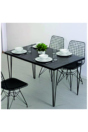 Metal Ayaklı 60x90cm Mutfak Masası Balkon Masası Çalışma Masası SİYAH MERMER 60x90