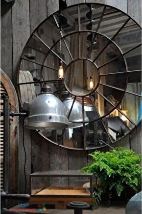 Kopya - Dekor Hint Pencere (90cm) Yuvarlak Ayna