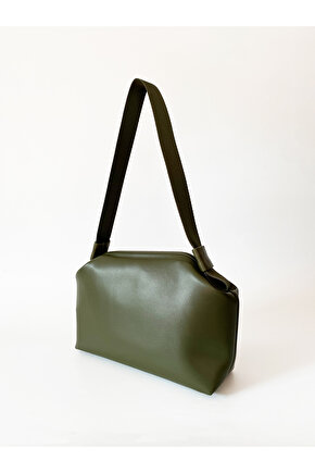 Heybes Kadın Haki Yeşil Vegan Deri Çıkarılabilir Saplı Omuz ve El Çantası