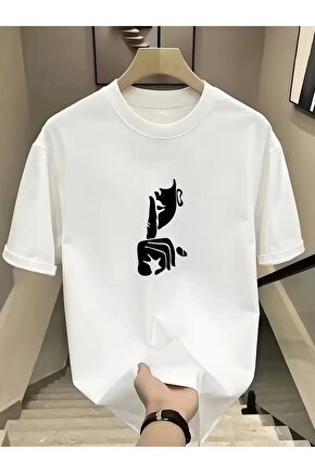 Rahat Bisiklet Yaka Tişört, Yaratıcı Karikatür Baskı - Yumuşak Polyester, Her Mevsim Giyilebilir- Be