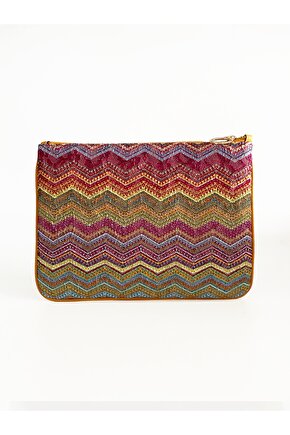 Kadın Renkli Çizgili Portföy El Çantası