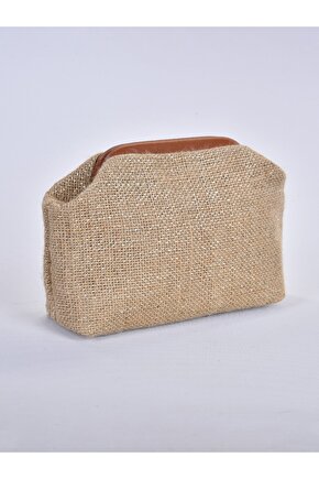 Kadın Simli Jüt Hasır Clutch El Çantası