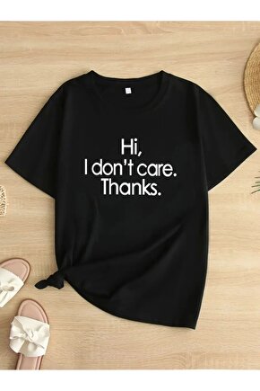 Hi, I dont care. Thanks. (Merhaba, önemli değil. Teşekkürler.) Baskılı Oversize Bisiklet Yaka T-shi