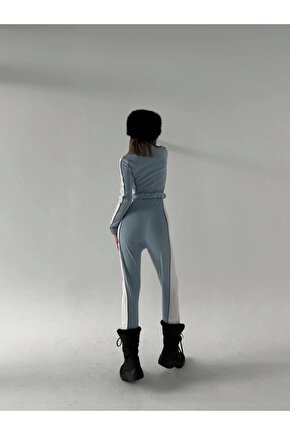 Kemer Detaylı Fermuarlı Tulum - Bebe Mavisi