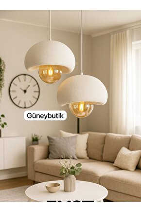 Beton Görünümlü 2li sarkıt avize Bohem Modern tarzda Rustik (E27 Ampul ile birlikte)