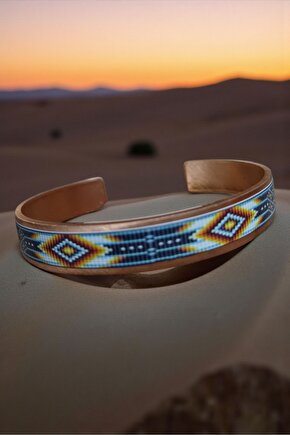 Bakir Bileklik Etnik Desen Şık Tasarım