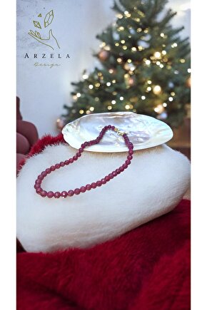 Doğal Taş YAKUT KRİSTAL KOLYE 6mm fase