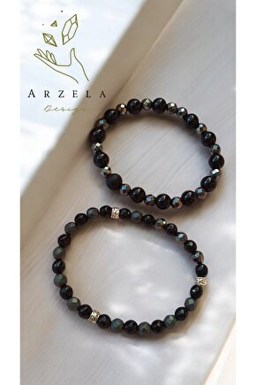 Doğal Taş Hematit Ve Boncuk Bileklik 2 Li