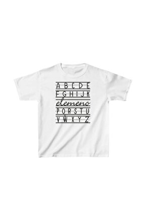 Unisex Çocuk Baskılı T-Shirt - Beyaz