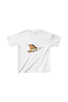 Unisex Çocuk Baskılı T-Shirt - Beyaz