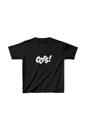 Unisex Çocuk Baskılı T-Shirt - Siyah