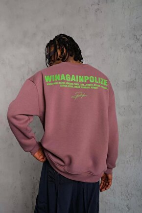 Wınagain Baskılı Sweat - Gül Kurusu