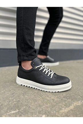 JY152 Cool Bağcıklı Cilt Erkek Günlük Spor Klasik Ayakkabı CBT - Siyah