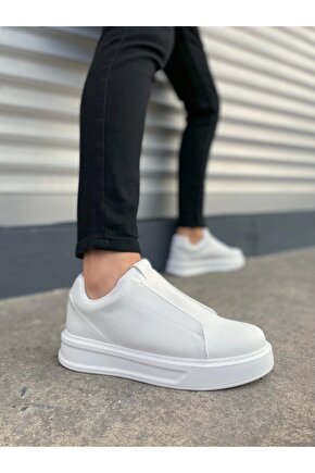JY007 Alba Bağcıksız Cilt Erkek Günlük Sneaker Ayakkabı CBT Beyaz