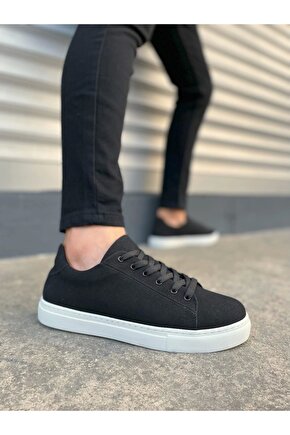 JY122 Mode Bağcıklı Süet Erkek Günlük Sneaker Ayakkabı SBT - Siyah