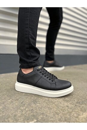 JY151 Boost Bağcıklı Cilt Erkek Günlük Sneaker Ayakkabı CBT - Siyah