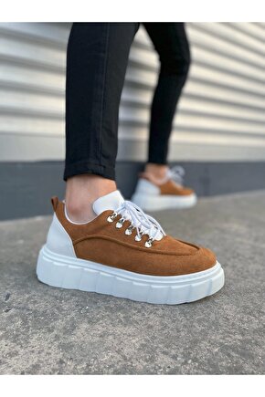 JY010 Cloud Bağcıklı Süet Erkek Günlük Sneaker Ayakkabı SBT - TabaBeyaz