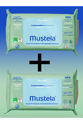 Compostable Cleansing Wipes - Kompostlanabilir Temizleme Mendili - 60 Adet X2