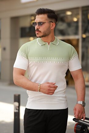 Gökyüzü Moda Erkek Hemşire Yaka çift Renk Kısa Kollu Tişört