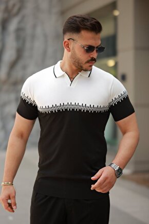 Erkek Hemşire Yaka çift Renk Kısa Kollu Tişört