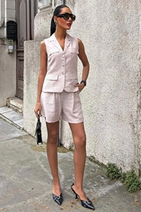 gl00my Yazın Şıklığına Adım Atın - Yelek Şort Takım -17