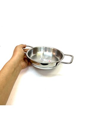 Paslanmaz Çelik Yapıştırmaz Kalın Taban Dik Yumurta Sahanı 14 Cm